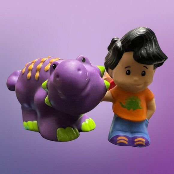 Fisher Price Little People Koby & Purple Dinosaur B16 - Picture 1 of 3